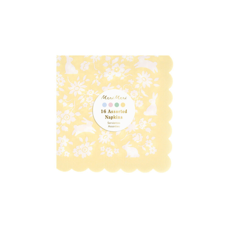 Meri Meri Petites serviettes de table - Lapin fleuri