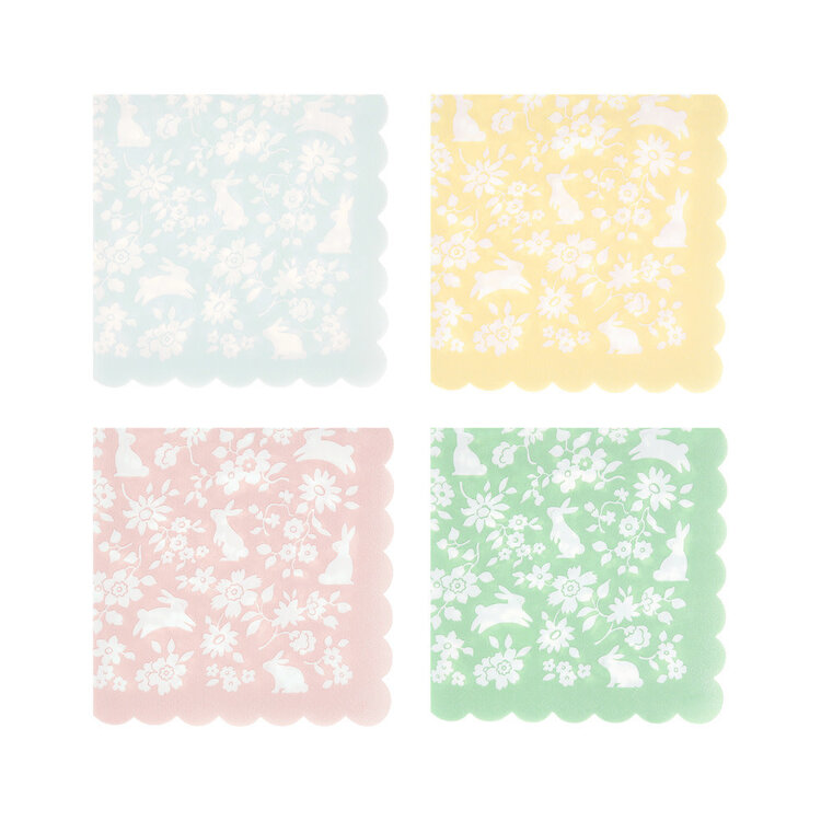 Meri Meri Petites serviettes de table - Lapin fleuri