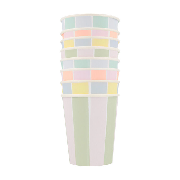 Meri Meri Gobelets - Pastel rayés