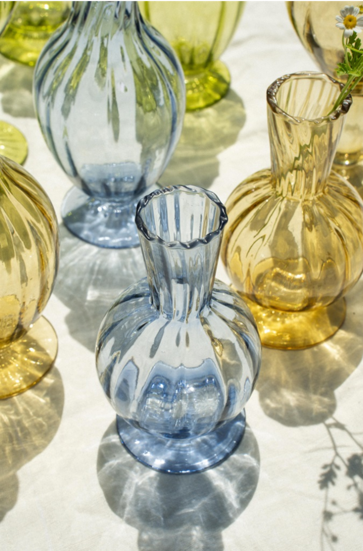 Indaba Vase en verre - Bleu