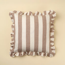 Indaba Coussin - 20x20 - Larges rayures beige fauve