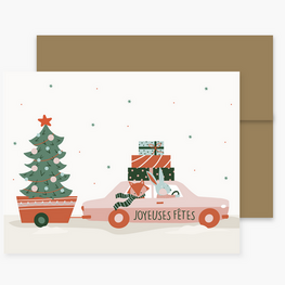 Boucle et Papier Carte de souhaits - En route vers les fêtes