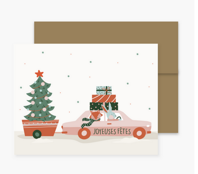 Boucle et Papier Carte de souhaits - En route vers les fêtes