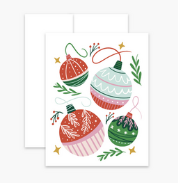 Boucle et Papier Carte de souhaits - Boules de Noël