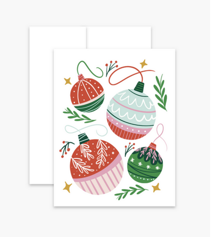 Boucle et Papier Carte de souhaits - Boules de Noël