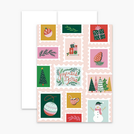 Boucle et Papier Carte de souhaits - Timbre des fêtes