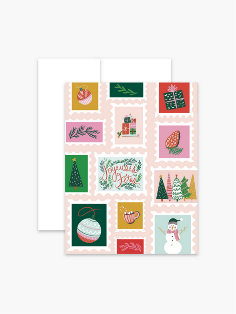 Boucle et Papier Carte de souhaits - Timbre des fêtes