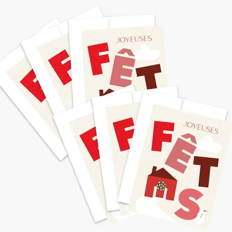 Boucle et Papier Boîtier de cartes (6) - Maison et Bonhomme de neige - Rouge