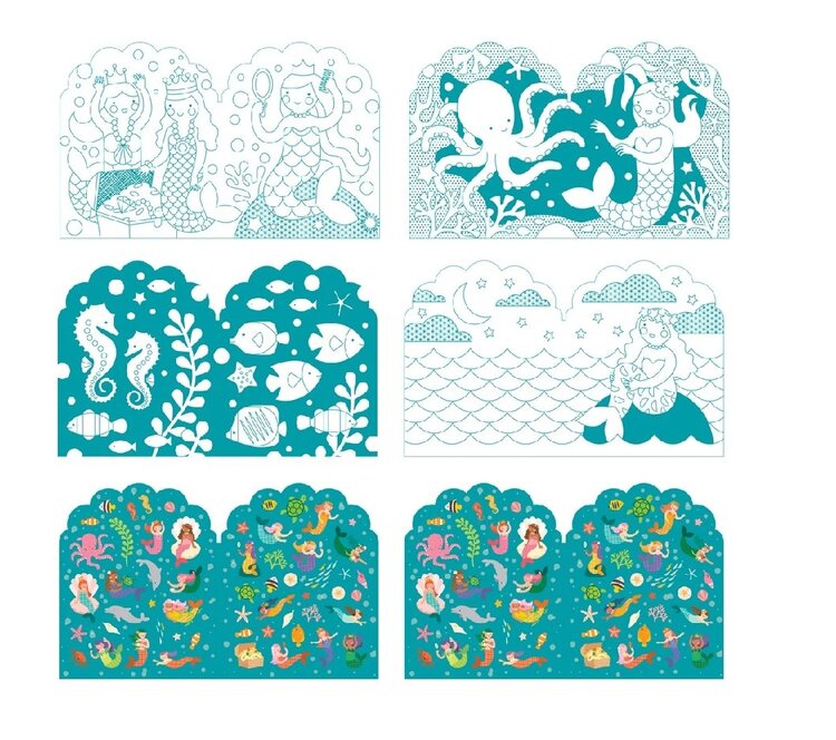 Petit Collage Livre à colorier - Sirènes