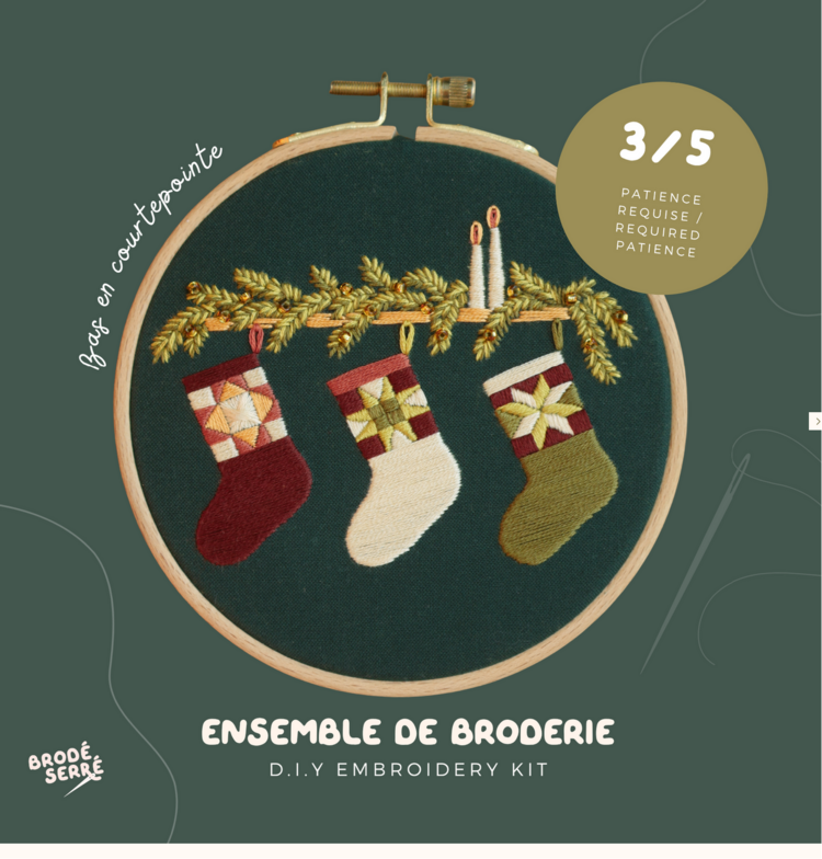 Brodé Serré Kit de broderie D.I.Y - Bas en courtepointe