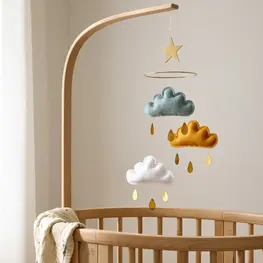 The Butter Flying Mobile nuage et étoiles or - Sauge vintage