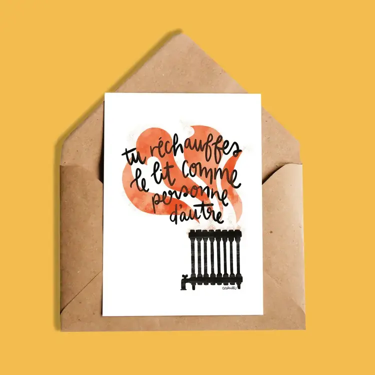 Sylvie Simplicité Carte de souhaits - Tu réchauffes le lit comme personne d'autre