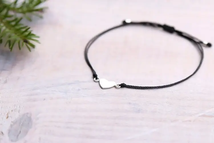 Si simple Bracelet - Heart - Argent - Noir