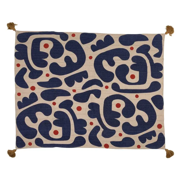 Bloomingville Jeté - Motifs courbes abstraites - 60x50