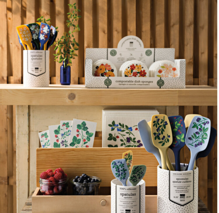 Danica Éponge - Grandes fleurs jaune & corail