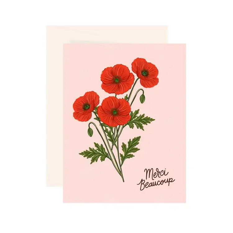 Paige &Willow Carte de souhaits - Merci beaucoup - Coquelicot