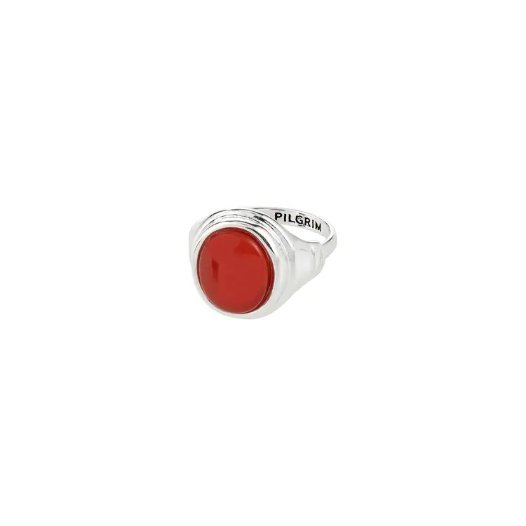 Pilgrim Bague - Lyndon - Argent - Rouge