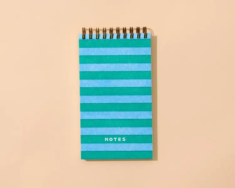 And Here We Are Carnet à spirale de poche - Rayures bleues et vertes