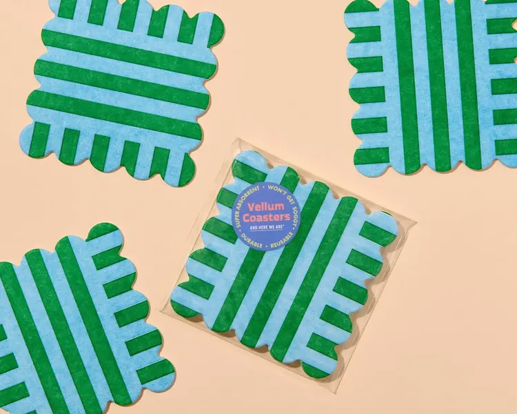 And Here We Are Ensemble de sous-verres (4) - Vélin festonné - Bleu & Vert