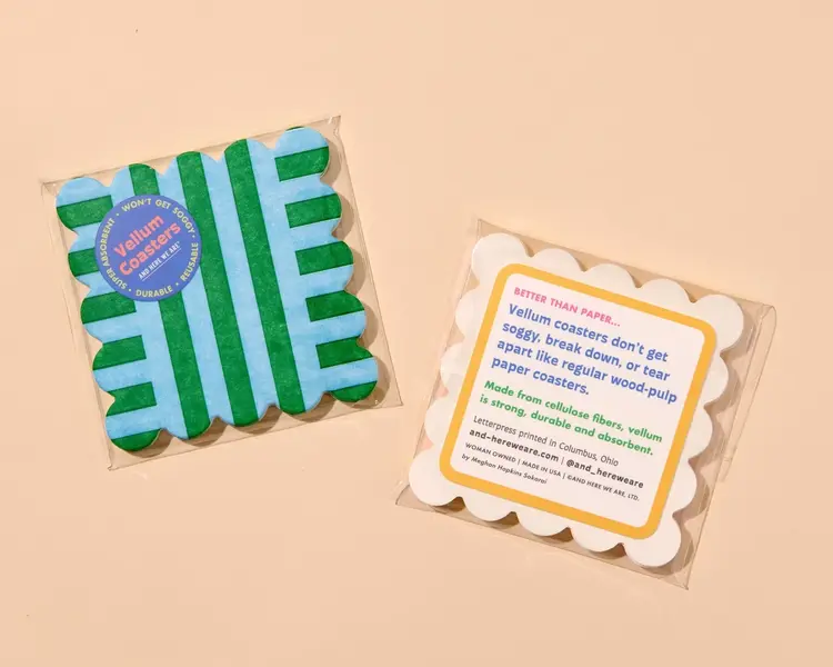 And Here We Are Ensemble de sous-verres (4) - Vélin festonné - Bleu & Vert