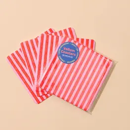 And Here We Are Ensemble de sous-verres (4) - Vélin festonné - Rouge & Rose