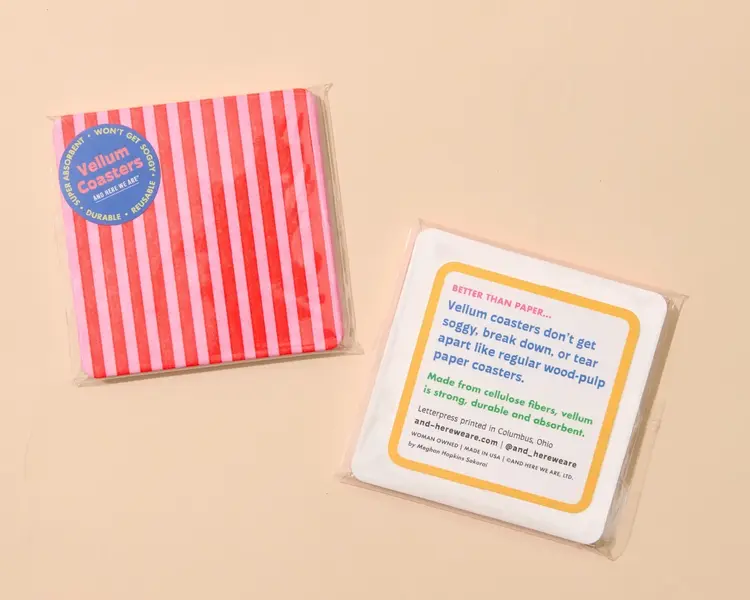 And Here We Are Ensemble de sous-verres (4) - Vélin festonné - Rouge & Rose