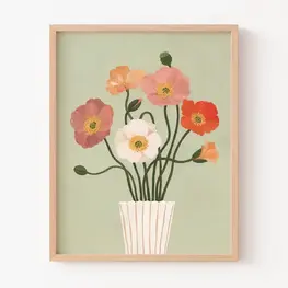 Papier Fleuri Co Affiche - Coquelicots pastel - 11 x 14