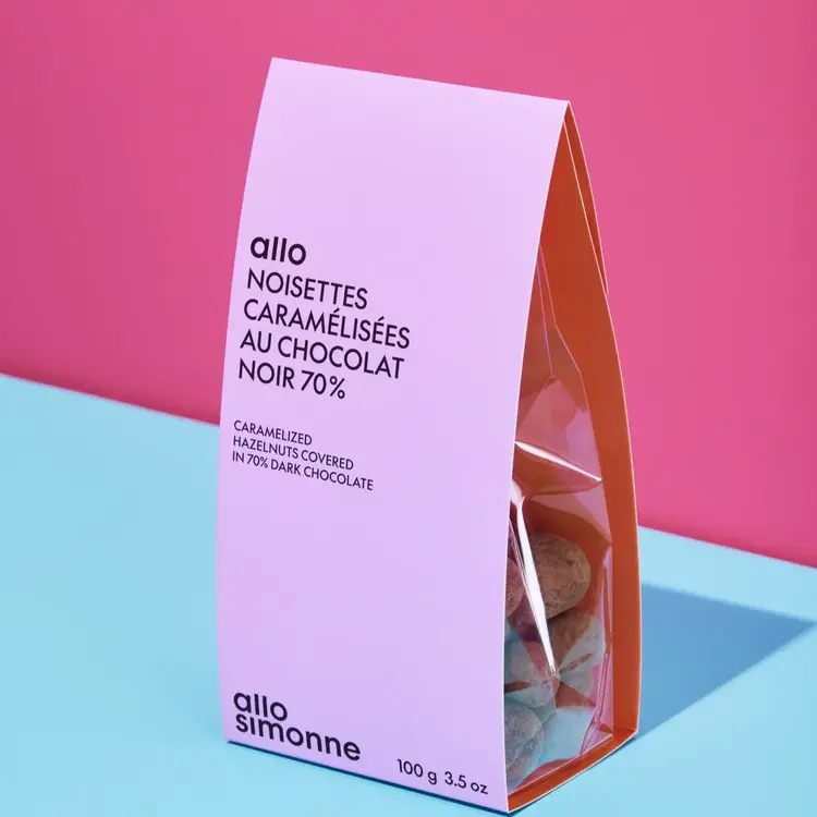 Allo Simonne Dragées - Noisettes Caramelisées Chocolat Noir - 100 g