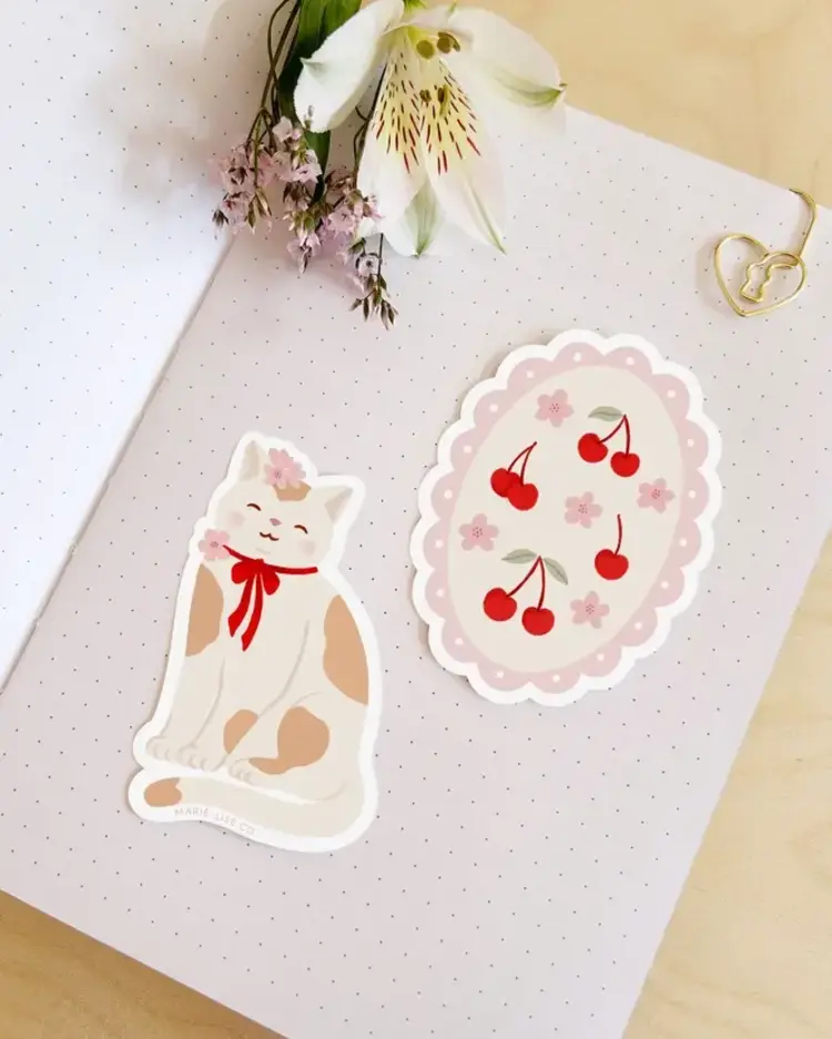 Marie-Lise Autocollant- Sceau vintage cerises