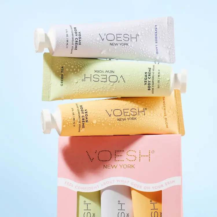 Voesh Trio de crèmes pour le corps véganes- Thé Vert, Lavande et Mandarine