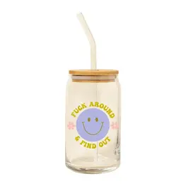 Talking out of turn Gobelet en verre avec couvercle et paille - Fuck Around And Find Out