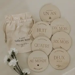 Le petit tableau noir Pastilles de bois - Fête bébé