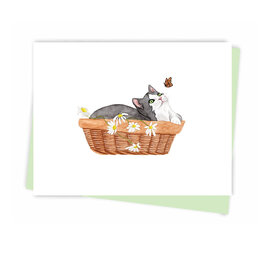 Hobeika Art Carte de souhaits - Chat dans un panier