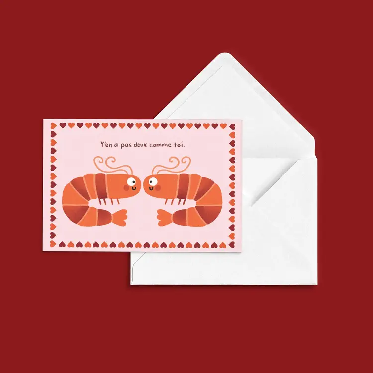 Anne-Julie Dudemaine Carte de souhaits - Crevettes