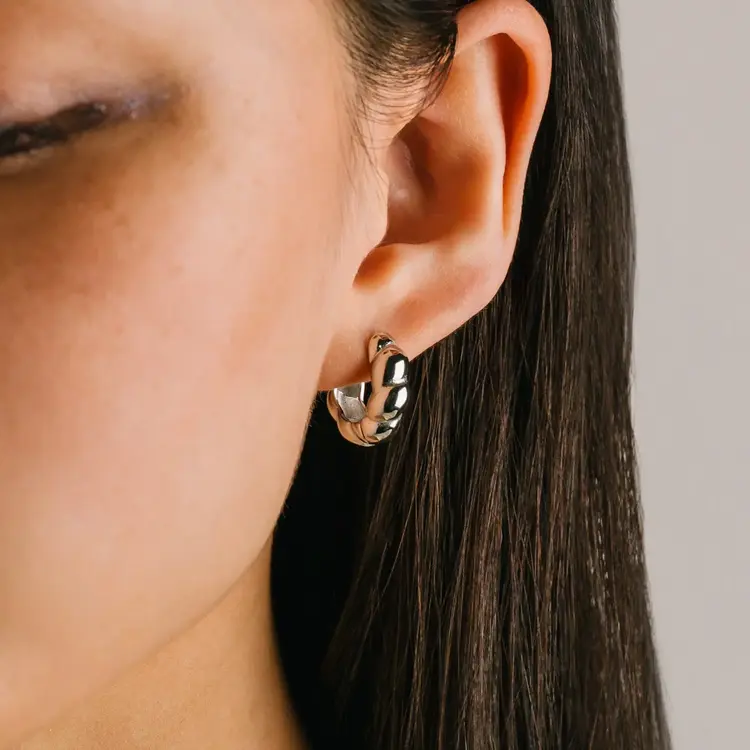 Lover's tempo Boucles d'oreilles - Croissant Puff - Argent