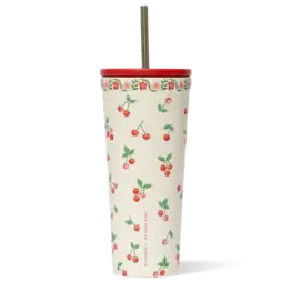 Corkcicle Verre isolant avec paille - Cerises - 24 oz