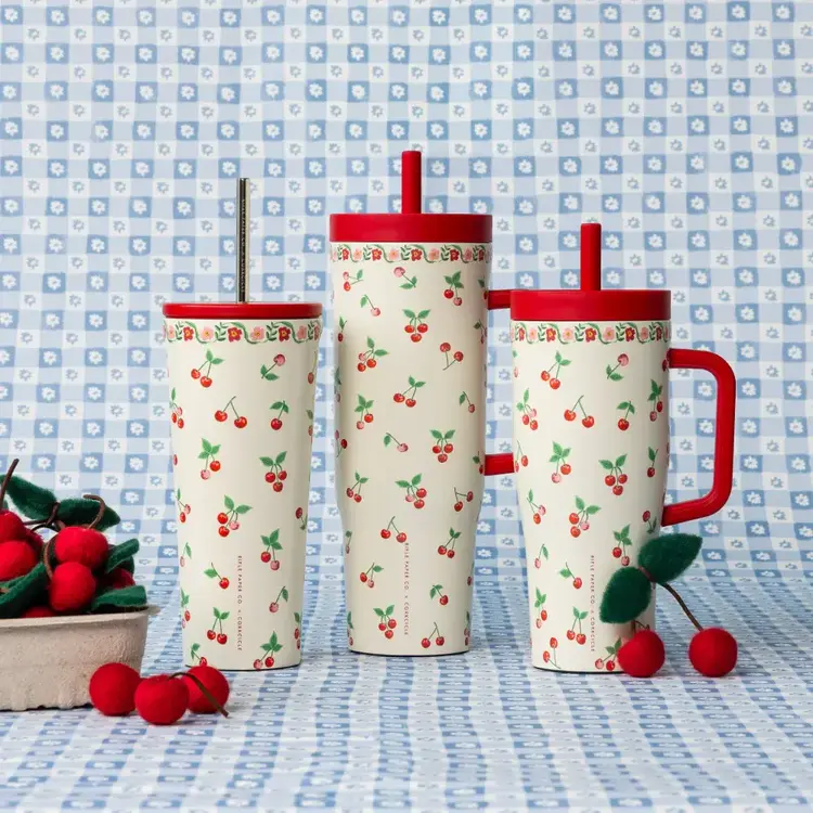 Corkcicle Verre isolant avec paille - Cerises - 24 oz