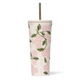Corkcicle Verre isolant avec paille - Hydrangée rose - 24 oz