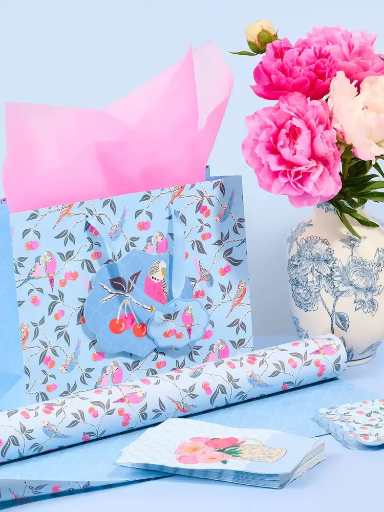 Studio Oh! Grand sac cadeau - Oiseau dans le cerisier