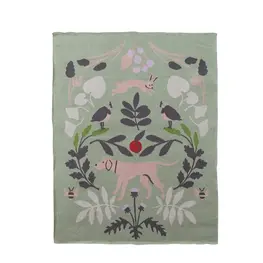 Creative Coop Couverture en tricot de coton - Motifs botaniques et animaux