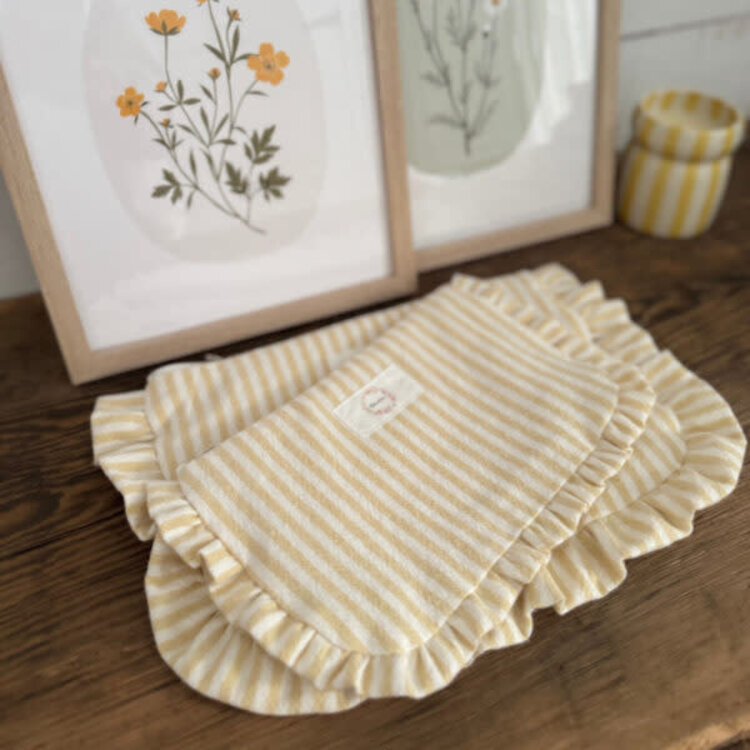 Baluchon Sac à cosmétique à froufrou - Rayure jaune