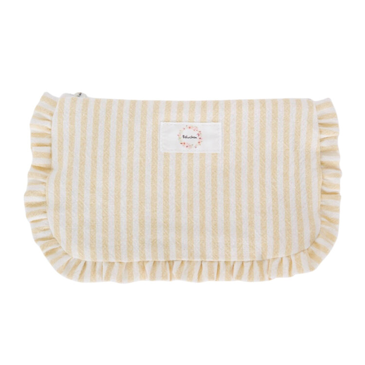 Baluchon Sac à cosmétique à froufrou - Rayure jaune
