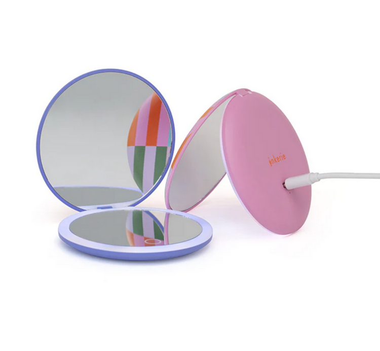 Kikkerland Miroir de poche à DEL - Géométrique