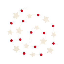 Silver Tree Guirlande en feutre – Étoiles et pompons rouges