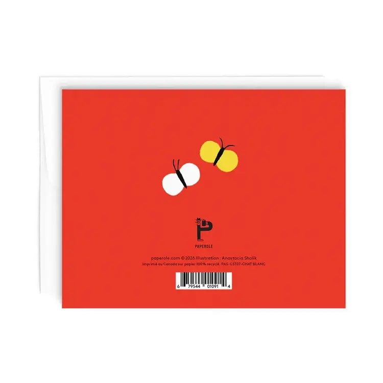 Paperole Carte de souhaits - CHAT BLANC