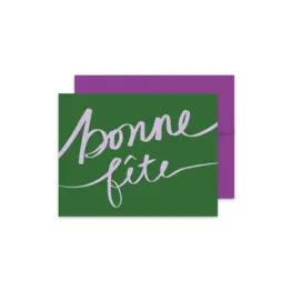 Boucle et Papier Carte de souhaits - Bonne fête Calligraphie Vert et Lilas