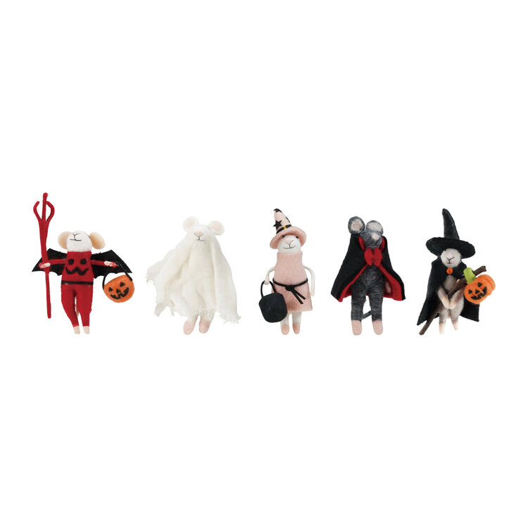 Creative Coop Souris - Halloween - Balais et citrouille