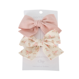Baluchon Duo de boucles en tissu - Rose et fleuri