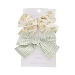 Baluchon Duo de boucles en tissu - Vichy sauge et fleurs