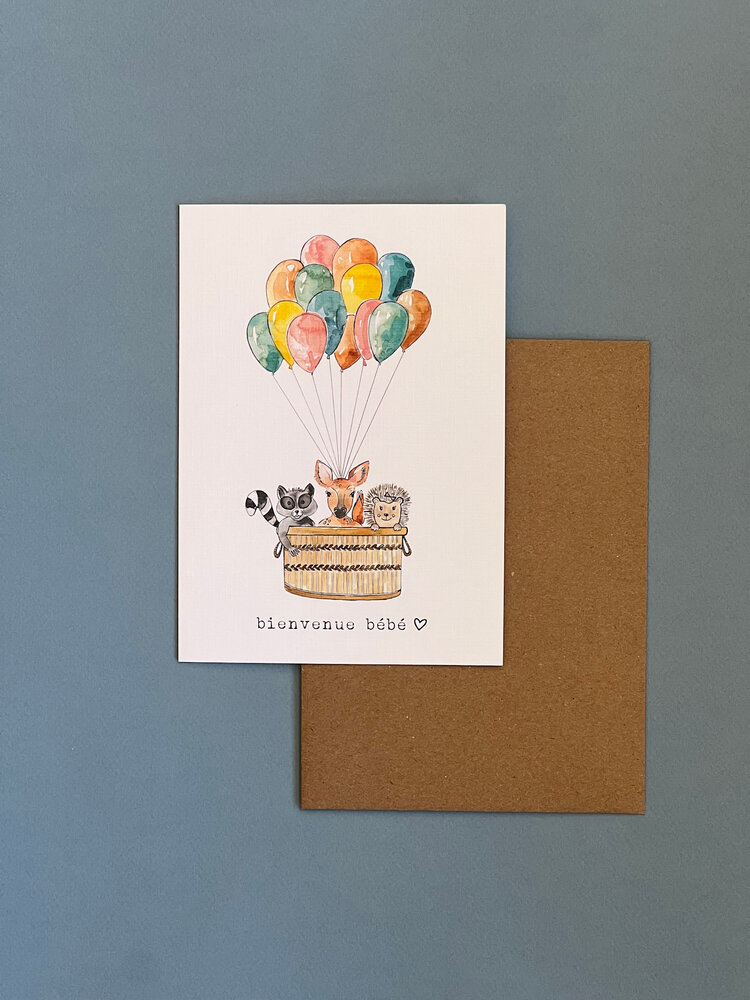Stéphanie Renière Carte de souhaits - Ballons - Bienvenue bébé